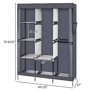 Portable Closet Wardrobe Clothes Rack with Shelf, Sturdy and Modern Design for Home Organization