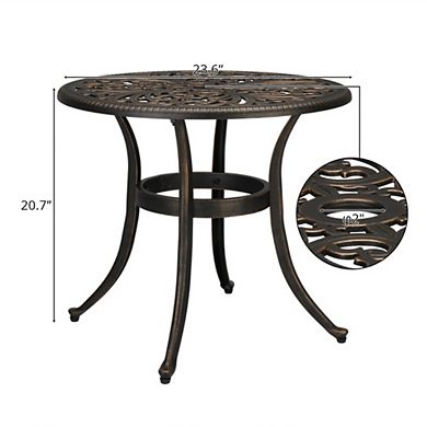 Outdoor Cast Aluminum Phoenix Round Table for Patio or Balcony