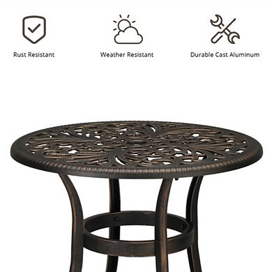 Outdoor Cast Aluminum Phoenix Round Table for Patio or Balcony