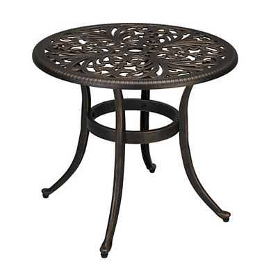 Outdoor Cast Aluminum Phoenix Round Table for Patio or Balcony