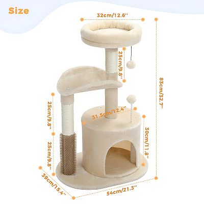 Small Cat Tree for Indoor Cats Medium Cat Tower with Interactive Cat Toy Cat Condo with Self