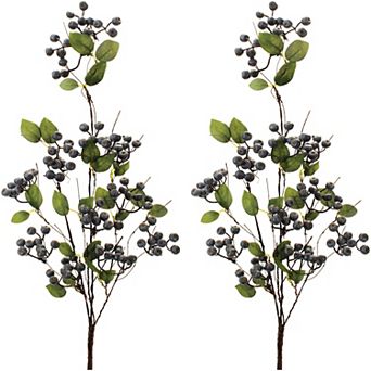 Artificial Blue Berry Foliage Sprays - 2 pc Set