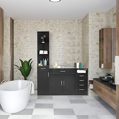 MDF High Cabinet - Wall-Mount Storage with Thiamine Finish for Modern Bathrooms