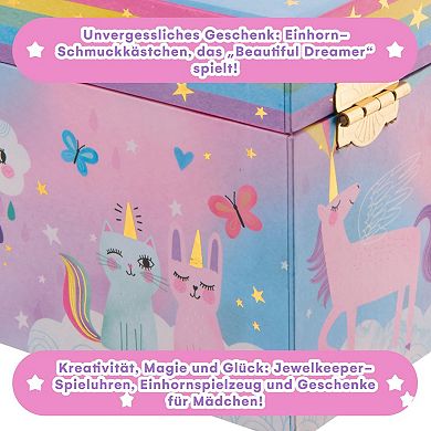 Jewelkeeper Girl's Musical Jewelry Storage Box With Spinning Unicorn, Cotton Candy Unicorn Design