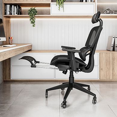 Techni Mobili Ultimate Reclining Ergonomic Mesh Office Chair with Lumbar Support and Footrest