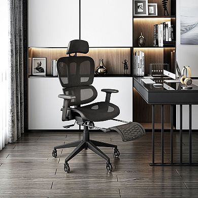 Techni Mobili Ultimate Reclining Ergonomic Mesh Office Chair with Lumbar Support and Footrest