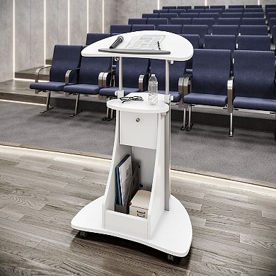 Techni Mobili Sit-to-Stand Rolling Adjustable Laptop Cart With Storage