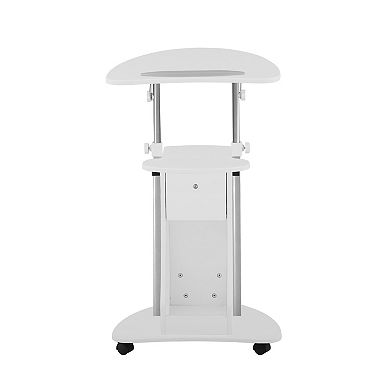 Techni Mobili Sit-to-Stand Rolling Adjustable Laptop Cart With Storage