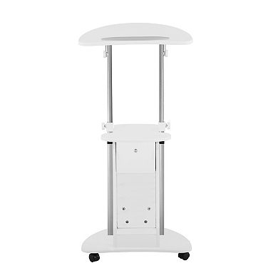 Techni Mobili Sit-to-Stand Rolling Adjustable Laptop Cart With Storage