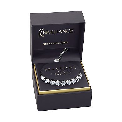 Brilliance Fine Silver Plated Crystal Flowers Bracelet