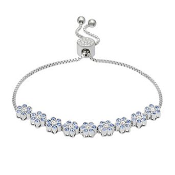 Brilliance Fine Silver Plated Crystal Flowers Bracelet