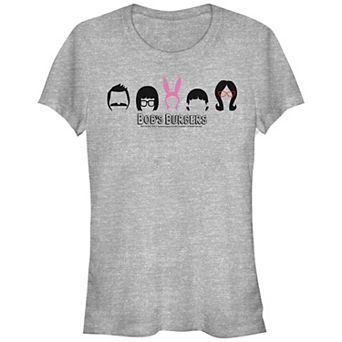 Juniors' Bob's Burgers Character Head Silhouettes Fitted Graphic Tee