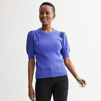 Women's Nine West Open Stitch Elbow Sleeve Sweater Tee