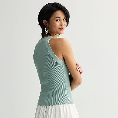 Women's Nine West Fitted Sweater Sculpt High Neck Tank Top