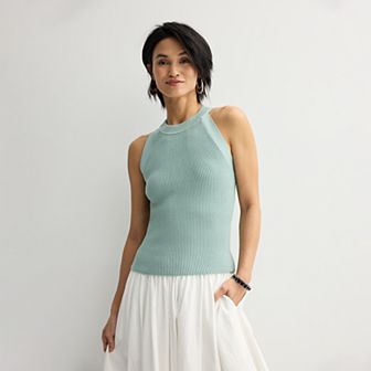 Women's Nine West Fitted Sweater Sculpt High Neck Tank Top
