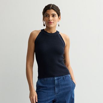 Women's Nine West Fitted Sweater Sculpt High Neck Tank Top