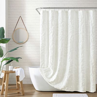 Peri Chenille Laurel Shower Curtain - White