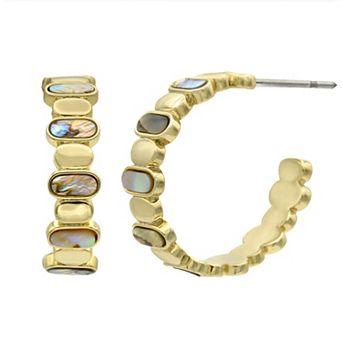 City Luxe Gold Tone Abalone C-Hoop Earrings