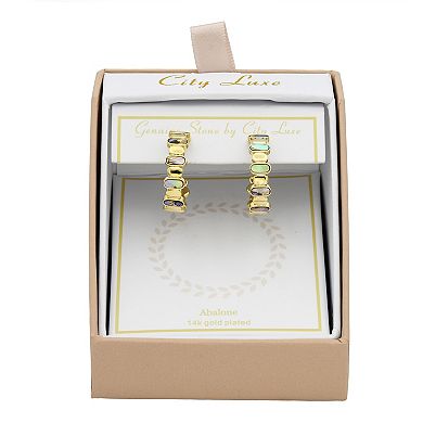 City Luxe Gold Tone Abalone C-Hoop Earrings