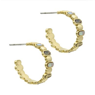 City Luxe Gold Tone Abalone C-Hoop Earrings