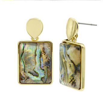 City Luxe Gold Tone Abalone Drop Earrings