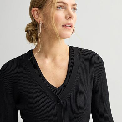 Petite Nine West Knitted V-Neck Cardigan