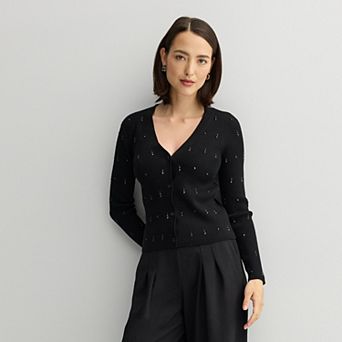Petite Nine West Knitted V-Neck Cardigan