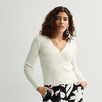 Petite Nine West Knitted V-Neck Cardigan