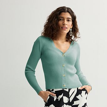 Petite Nine West Knitted V-Neck Cardigan