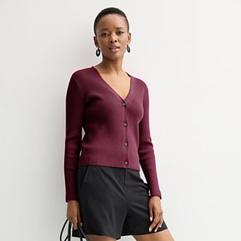 Petite Nine West Knitted V-Neck Cardigan