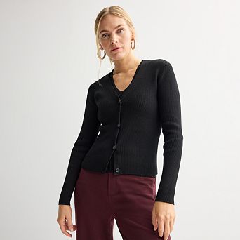 Petite Nine West Knitted V-Neck Cardigan