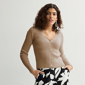 Petite Nine West Knitted V-Neck Cardigan