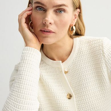 Petite Nine West Textured Cardigan Sweater