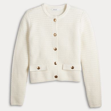 Petite Nine West Textured Cardigan Sweater