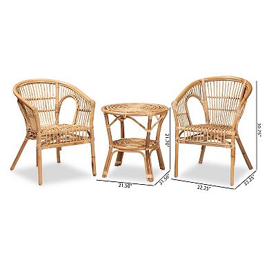 bali & pari Alleta Rattan Living Room 3-piece Set