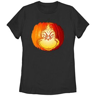 Juniors' Dr. Seuss Grinch Jack O Lantern Graphic Tee