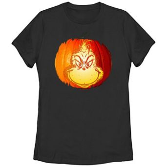 Juniors' Dr. Seuss Grinch Jack O Lantern Graphic Tee