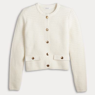 Women's Nine West Textured Button-Front Cardigan