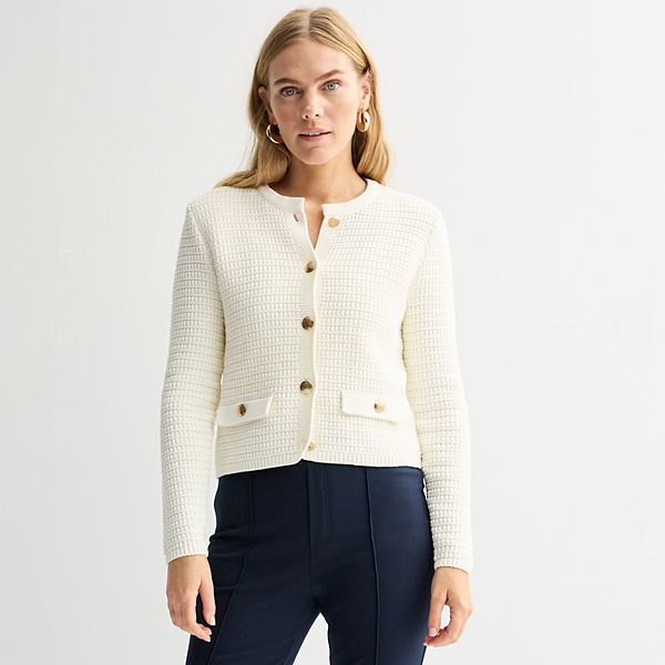 Women's Nine West Textured Button-Front Cardigan