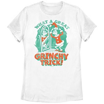 Juniors' Dr. Seuss Grinch What A Great Grinchy Trick Graphic Tee