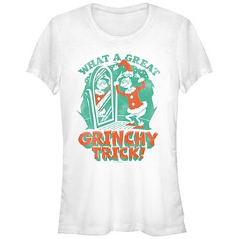 Juniors' Dr. Seuss Grinch What A Great Grinchy Trick Fitted Graphic Tee