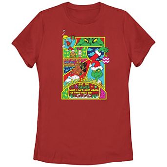 Juniors' Dr. Seuss Grinch Comic Scenes Graphic Tee