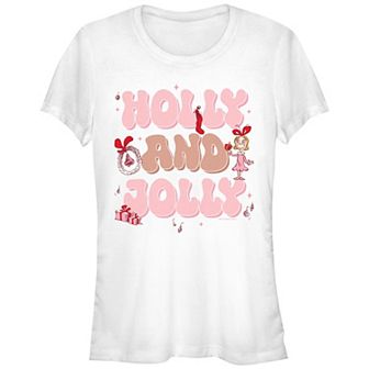 Juniors' Dr. Seuss Grinch Holly And Jolly Cindy-Lou Who Fitted Graphic Tee