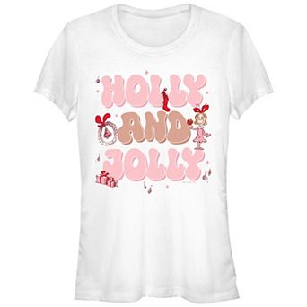 Juniors' Dr. Seuss Grinch Holly And Jolly Cindy-Lou Who Fitted Graphic Tee