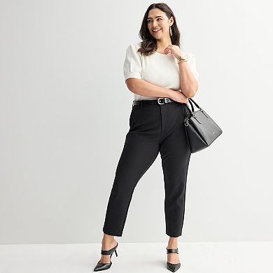 Plus Size Nine West Open Stitch Short Sleeve Sweater Tee