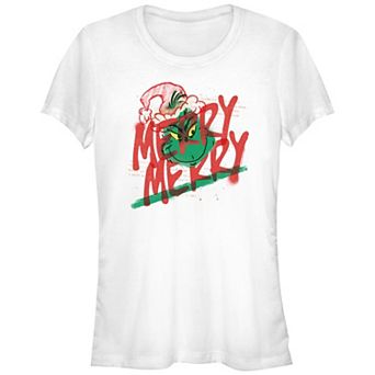 Juniors' Dr. Seuss Grinch Merry Merry Fitted Graphic Tee