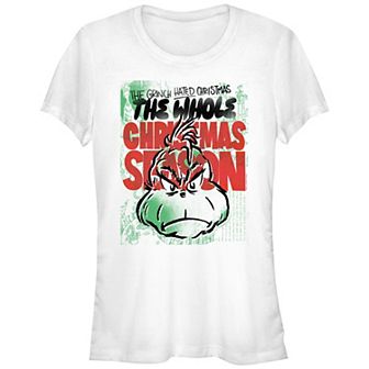 Juniors' Dr. Seuss Grinch The Whole Christmas Season Fitted Graphic Tee