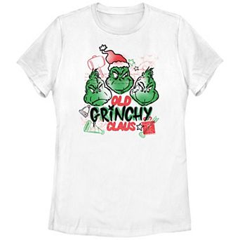 Juniors' Dr. Seuss Grinch Old Grinchy Claus Graphic Tee