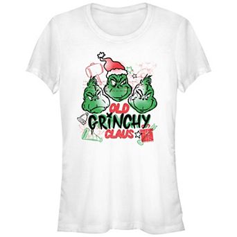 Juniors' Dr. Seuss Grinch Old Grinchy Claus Fitted Graphic Tee