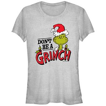 Juniors' Dr. Seuss Don't Be A Grinch Fitted Graphic Tee